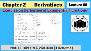 Derivatives Lec 08 || Applied Mathematics  ||2nd Semester || Diploma MSBTE ||