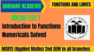 Introduction to function || Online Lecture Video 1 || Sem 2 Maths || MSBTE