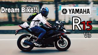 My Friend bought his new bike || Yamaha R15-V3 Racing Black || Biker Dude || Born Biker || Moto vlog