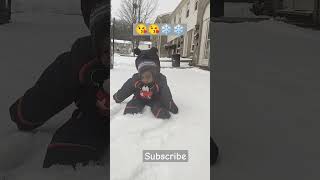 Baby first snow in canada baby boy talking and enjoying #katchisera #trendingshorts#shortsfeed