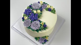 BUTTERCREAM CAKE DESIGN IN PURPLE & WHITE