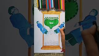 Corona fighters drawing#Corona drawing using water colour#Salute to fighters#shorts#youtubeshorts