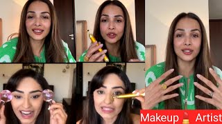 Malaika Arora Doing Face Yoga With Face Yoga Expert Vibhuti Arora | Instagram Live