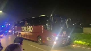 L’arrivo de pullman del Toro all’Allianz Stadium prima del derby