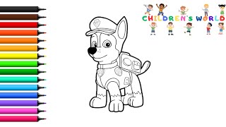 PAW PATROL Cashe coloring for Children and Toddlers || Learn colors