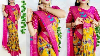 How to wear Cotton saree perfectly/Saree draping/Saree kaise pehane/Saree Wearing