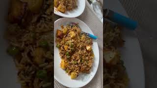 Vegetables pulao and cucumber Raita