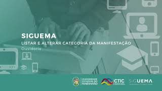 OUVIDORIA- Como listar e alterar categoria da manifestação?