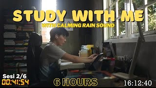 Live belajar bareng 6 jam | Study with me, 50-10 Pomodoro With Rain Sound