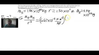 Universal (Newtonian) Gravity Force Example Problem