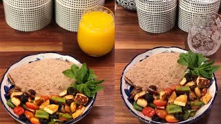 حمسة حلوم بالمقدوس و الخضار المشكلة 🥗🧀طبق صحي//عواطف ام صبا