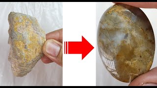 Cabochon vs. Rough Stones: A Visual Comparison | No.002  مقایسه سنگ راف کلسدونی با نمونه تراش خورده