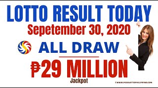 PCSO Lotto Result Today September 30, 2020 | 2PM, 5PM and 9PM Draw Result Summary