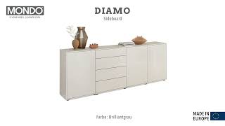 MONDO Diamo Sideboard in Brillantgrau mit Türen und Schubladen