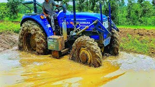 बिना रोटावेटर के धान के खेत की मचाई/पडलिंग Paddy Field Puddling by 4×4 60 HP Tractor