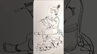 Free hand drawing of little Krishna with ink pen #penart #krishna #artstyle #artshortsvideo