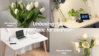 TIKTOK HAUL MEJA BELAJAR AESTHETIC♡ | UNBOXING,VERY COZY & ELEGANT