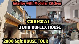 2000 Sqft House Tour | 3 BHK Dulex House in Chennai.kattupakkam Interior With Modular Kitchen