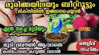 മിക്സിയിൽ ഇട്ടു കൊടുക് മുടി കരിക്കട്ട കറുപ്പാവാൻ /hair care /muringa beetroot pack/malayalam