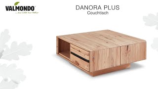 Danora Plus von VALMONDO: Massivholz-Couchtisch mit Schublade & Rollen