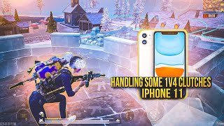 HANDLING SOME 1v4 CLUTCHES 🔱 | IPHONE 11 | SMOOTH + 60FPS PUBG / BGMI ⚡️4 FINGER GAMEPLAY