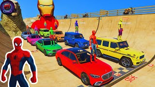 SPIDER-MAN AND COLORFUL SUPER CARS: RAMP JUMP RACE! 🌟🚗 | GTA V