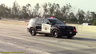 2021 FPIU - Baldwin Park CHP Traffic Break. I-210 W E/O 605 Freeway For A Trash Bin in HOV Lane