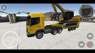 heavy transport - long trailer transporting excavator - drive simulator 2016 - android gameplay