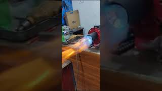 burner firing on gas flame