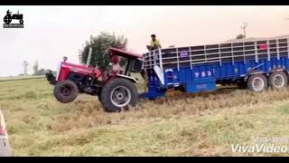 Massey 9500 with 32ft double excel trolley full loaded