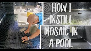 How I Install Mosaic in Pools, Mosaic Installation, Glass Mosaic 20x20 on Mesh,  Faron.Co.Ltd