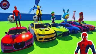 SPIDER-MAN’S LEGENDARY RAMP JUMPS WITH COLORFUL CARS! 🌟🚗 | GTA V