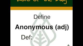 Academic Word of the Day:  Anonymous