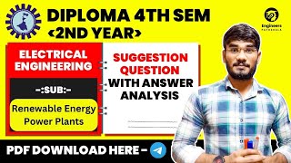 Diploma 4th Sem EE Suggestion🔥| Renewable Energy Power Plants Suggestion Questions 😱🔥#diploma