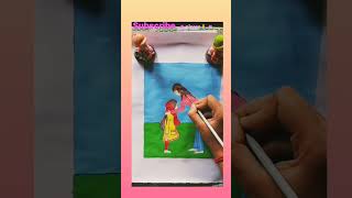 maa drawing#beautiful night senary Drawing using poster colour#mother's love❤#shorts#youtubeshorts