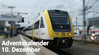 Eine BR 612 (bwegt) fährt aus Stuttgart HBF; Adventskalender #10