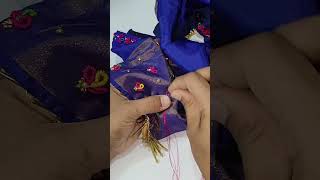 కుట్టిన బ్లౌజ్ పైన వర్క్ #hacks#blousedesign#stitchingideas#stitchinghacks#trending#stitching#blouse