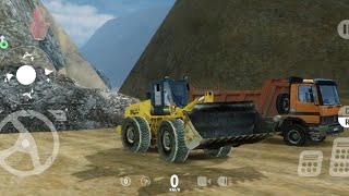 loader dan dump truck di area tambang - heavy machine and mining simulator - android gameplay