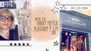 Inside the Harry Potter platform 9 3/4 shop in Kings Cross London