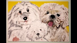 PAINTING MY GIRLFRIEND'S DOGS ON A CANVAS | TIMELAPSE