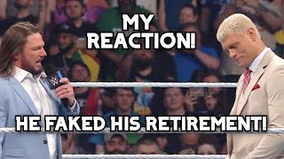 AJ STYLES FAKES HIS RETIREMENT - MY REACTION