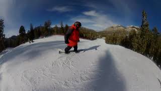 Snowboarding Lee canyon leap day - Last run of the day on the demo board