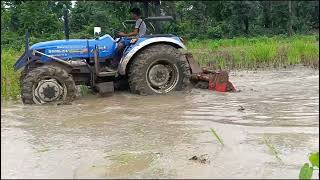 बिना रसायनिक खाद के धान की खेती #puddling  #4×4Tractor  #rotavator #moong #ढेंचा