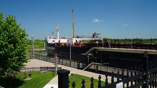 Ship passes Welland Canal Lock 3