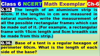 Class 6 Math Ch-6 Q 35|Q 36 Math NCERT Exemplar Solution|MATH|NCERT|Mensuration|CBSE|Chapter 6|NCERT