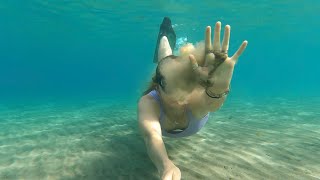 Freediving in the blue lagoon with alfaksu turtles and beautiful fish. Underwater sound. ASMR💙