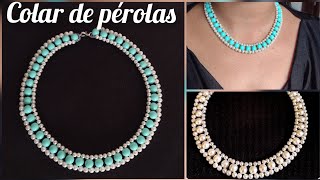 Colar luxo de pérolas com turquesa @Micangasbyjanaina @IvaldaMouracroche