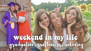 weekend in my life: graduation, sunflower field, unboxing, and more!