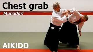 Aikido techniques on chest (lapel) grab, MUNADORI, by Stefan Stenudd