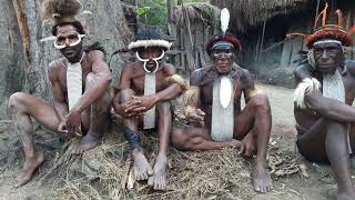 Men of the Dani tribe in New Guinea (Indonesia).